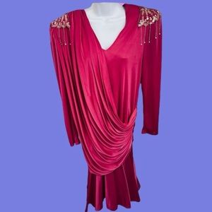Vintage Hot Pink Sequin ALCHEMY by Joo Mee NY Dress Size 15/16